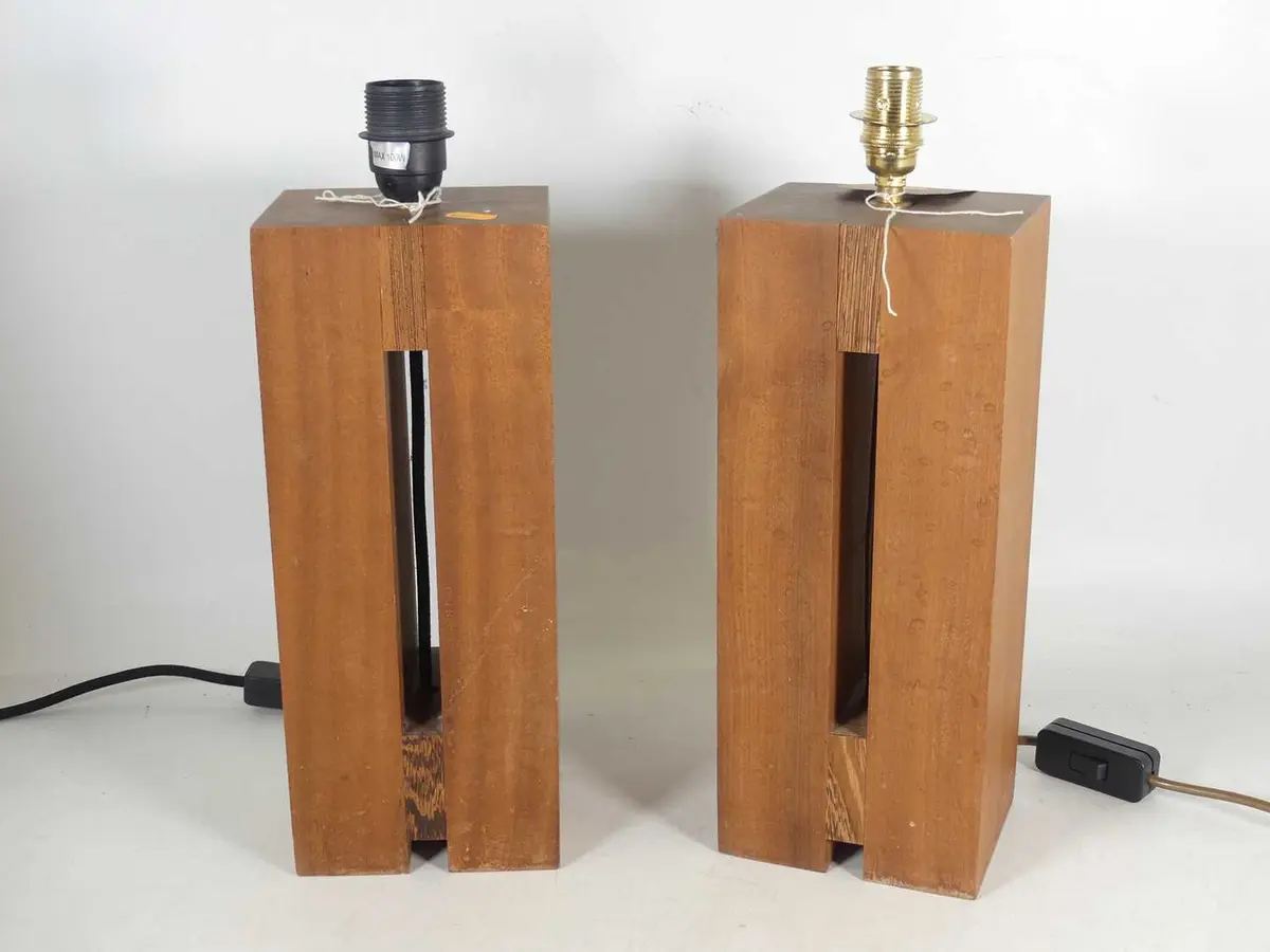 Lot 49 - A pair of contemporary hardwood Brutalist