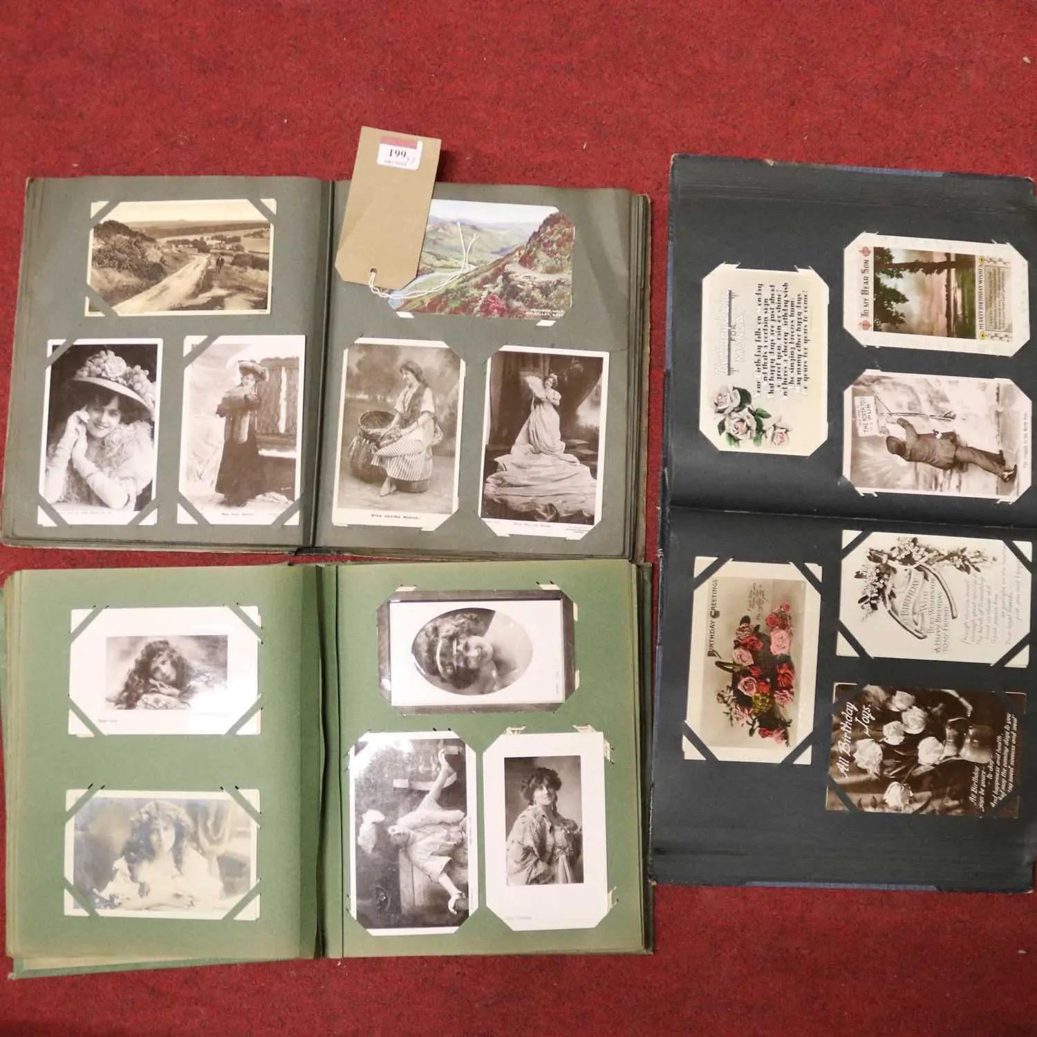 Lot 199 - Three postcard albums, early 20th century