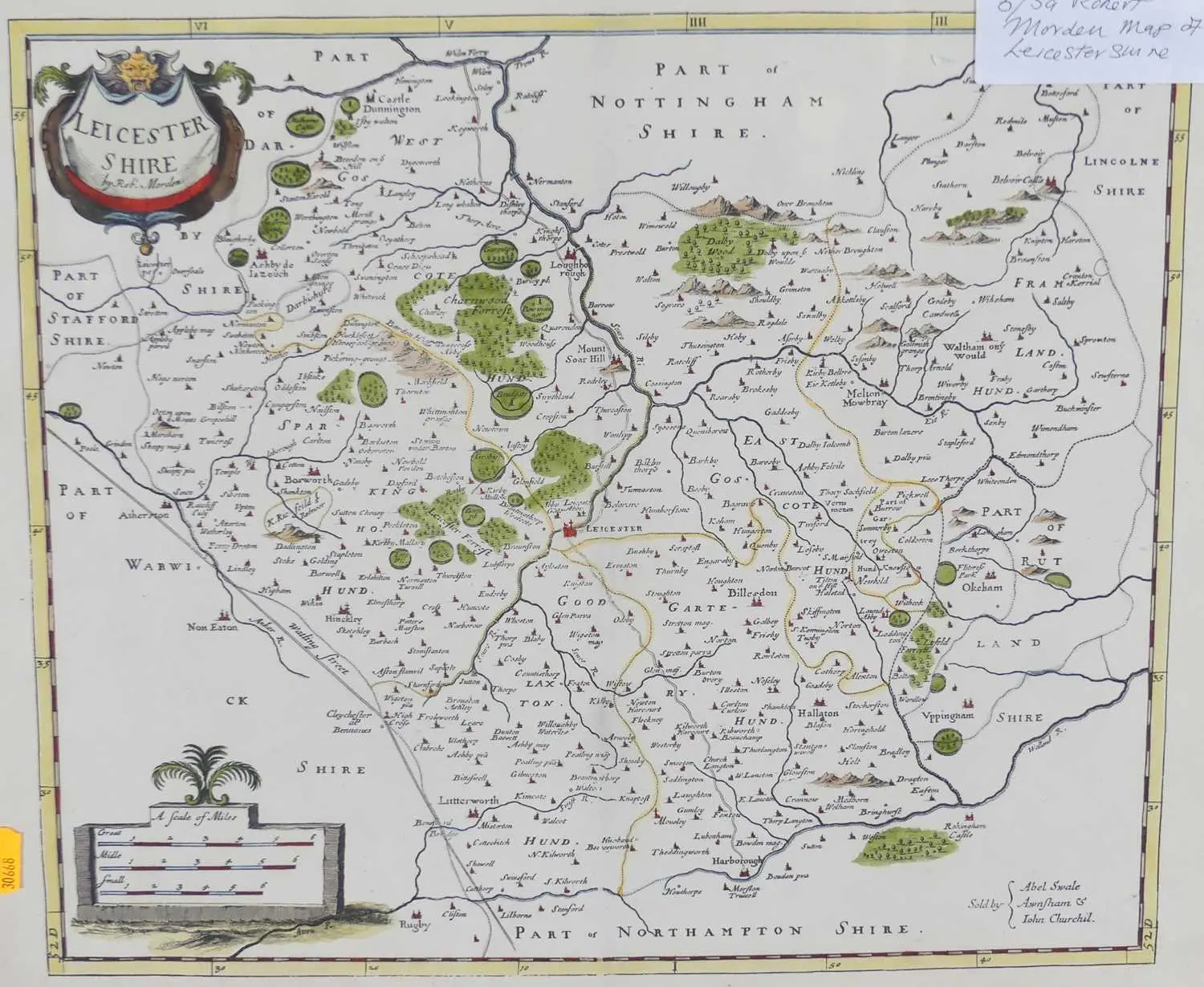 Lot 536 - After Robert Morden - engraved County Map of