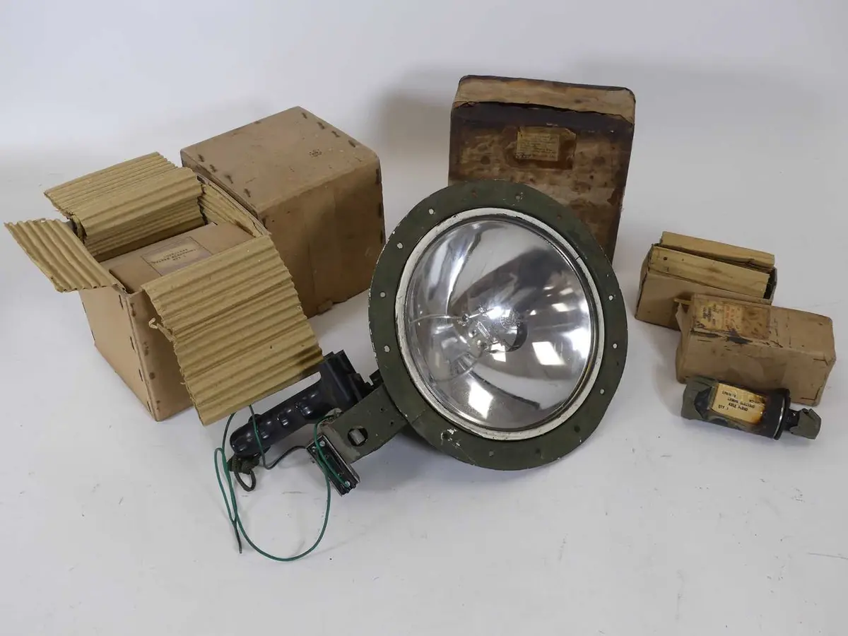 Lot 1141 - A green painted Aircraft Landing lamp with