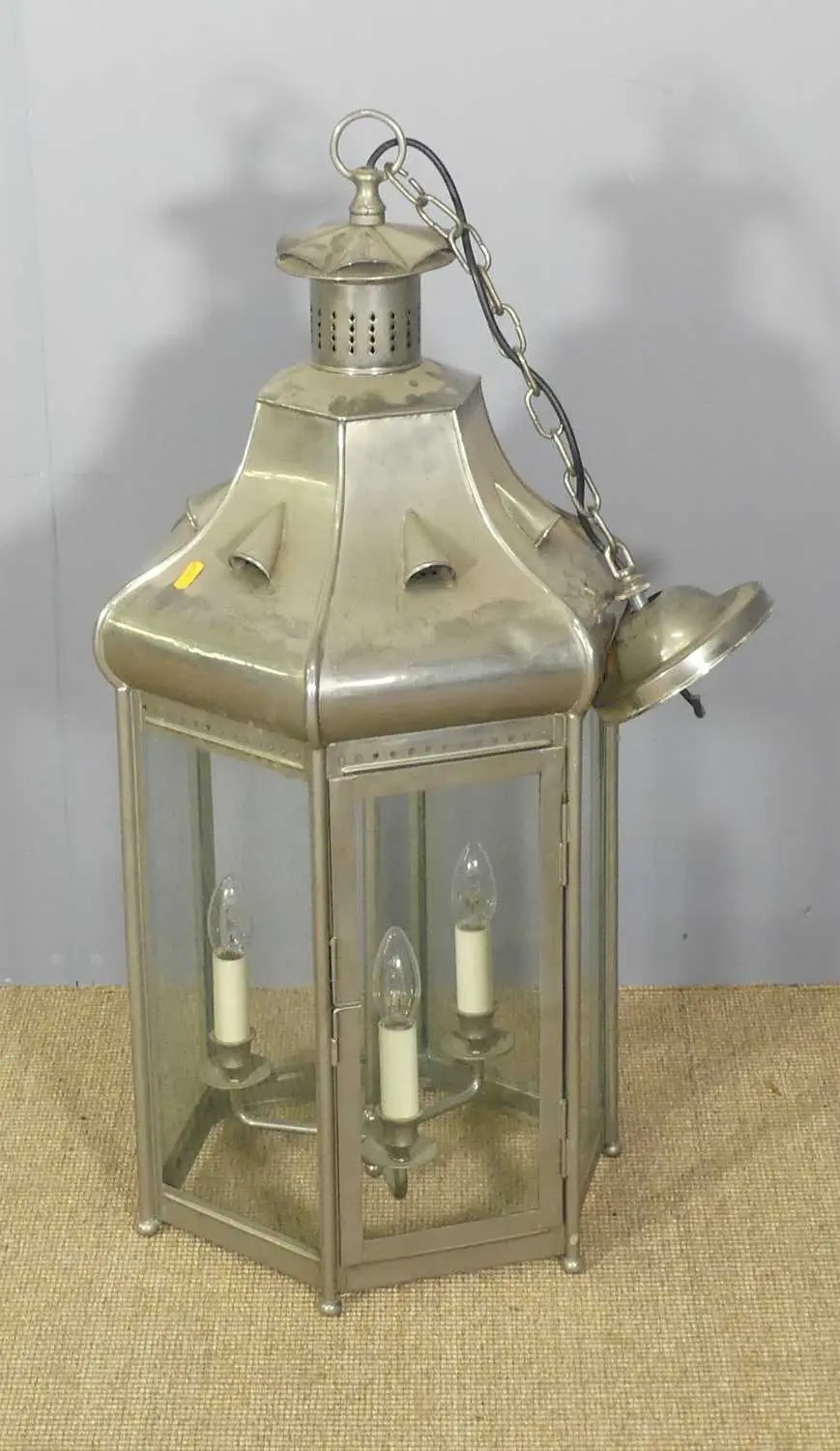 Lot 649 - A contemporary chromed metal domed hexagonal