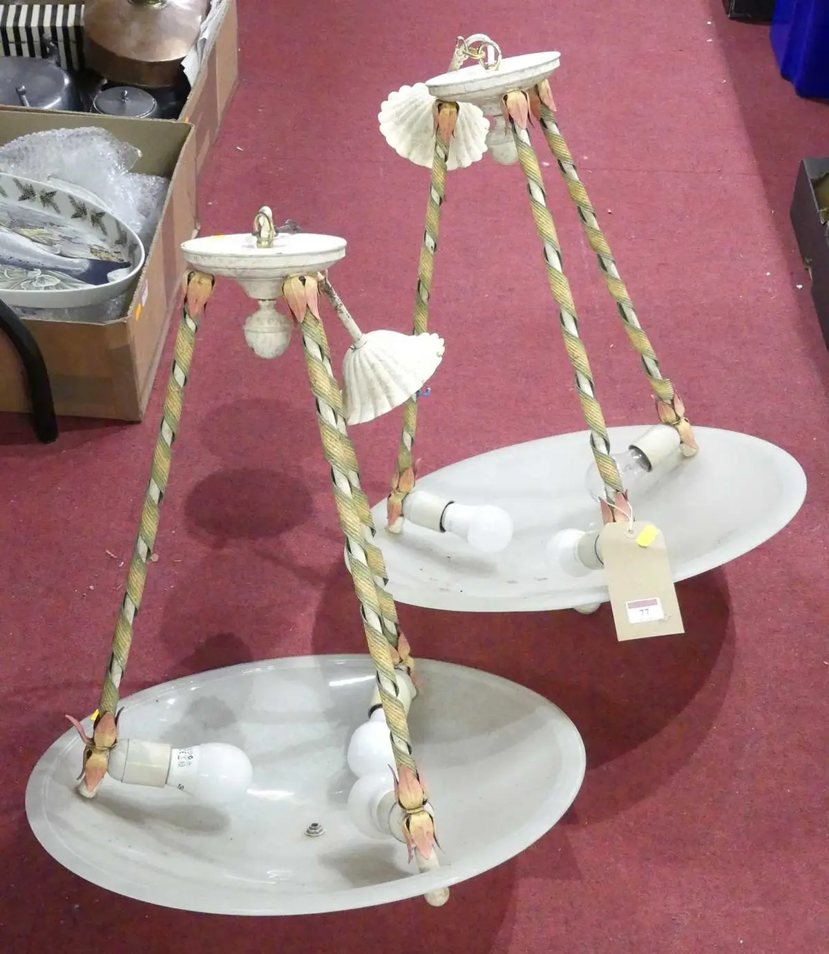 Lot 77 - A pair of contemporary frosted glass and