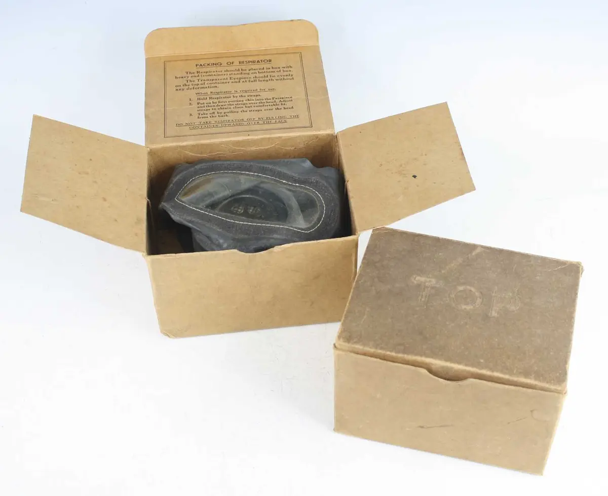 Lot 1118 - A WW II child's respirator, in original box
