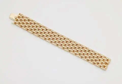 A French 18k yellow gold and diamond "Maillon Panthère Grand Modèle" bracelet.