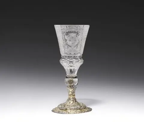 Important Silesian heraldic cup with vermeil mounts
