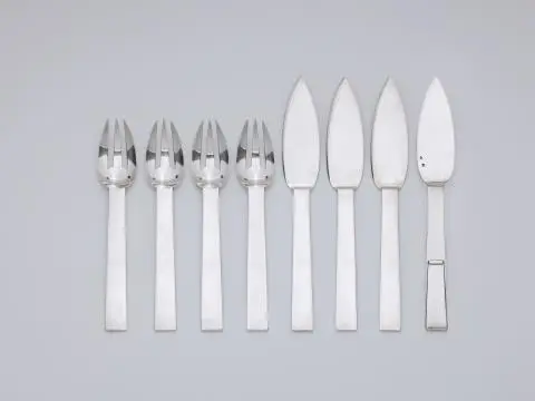 A silver 'Trouville' fish cutlery set by Puiforcat