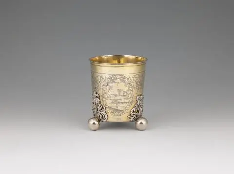 An Augsburg parcel-gilt silver beaker