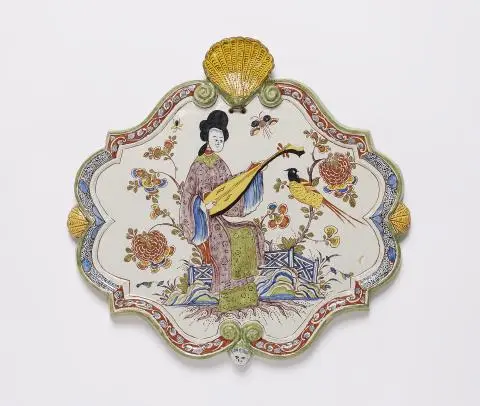 A Dutch Delft faience Chinoiserie panel
