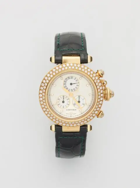 An 18k gold and diamond Cartier Pasha Ref 1354/1 ladies' wristwatch.