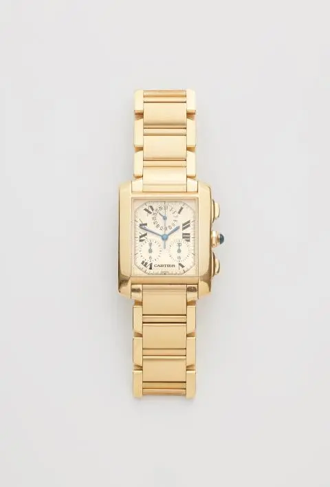 An 18k gold Cartier Tank Française XL Ref. 1830 wristwatch.