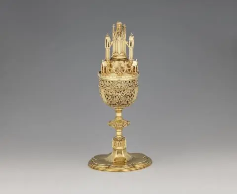 A silver-gilt neo-gothic ciborium