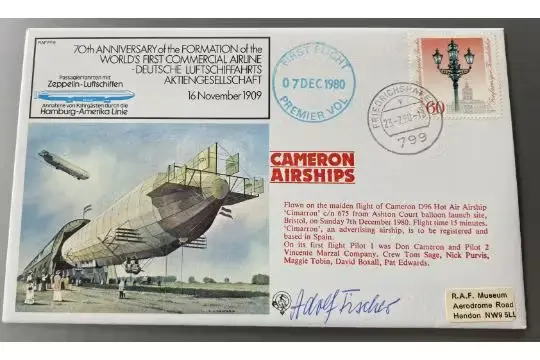 FF8c Zeppelin cover Signed Adolf Fischer Zeppelin Crew member Hindenburg