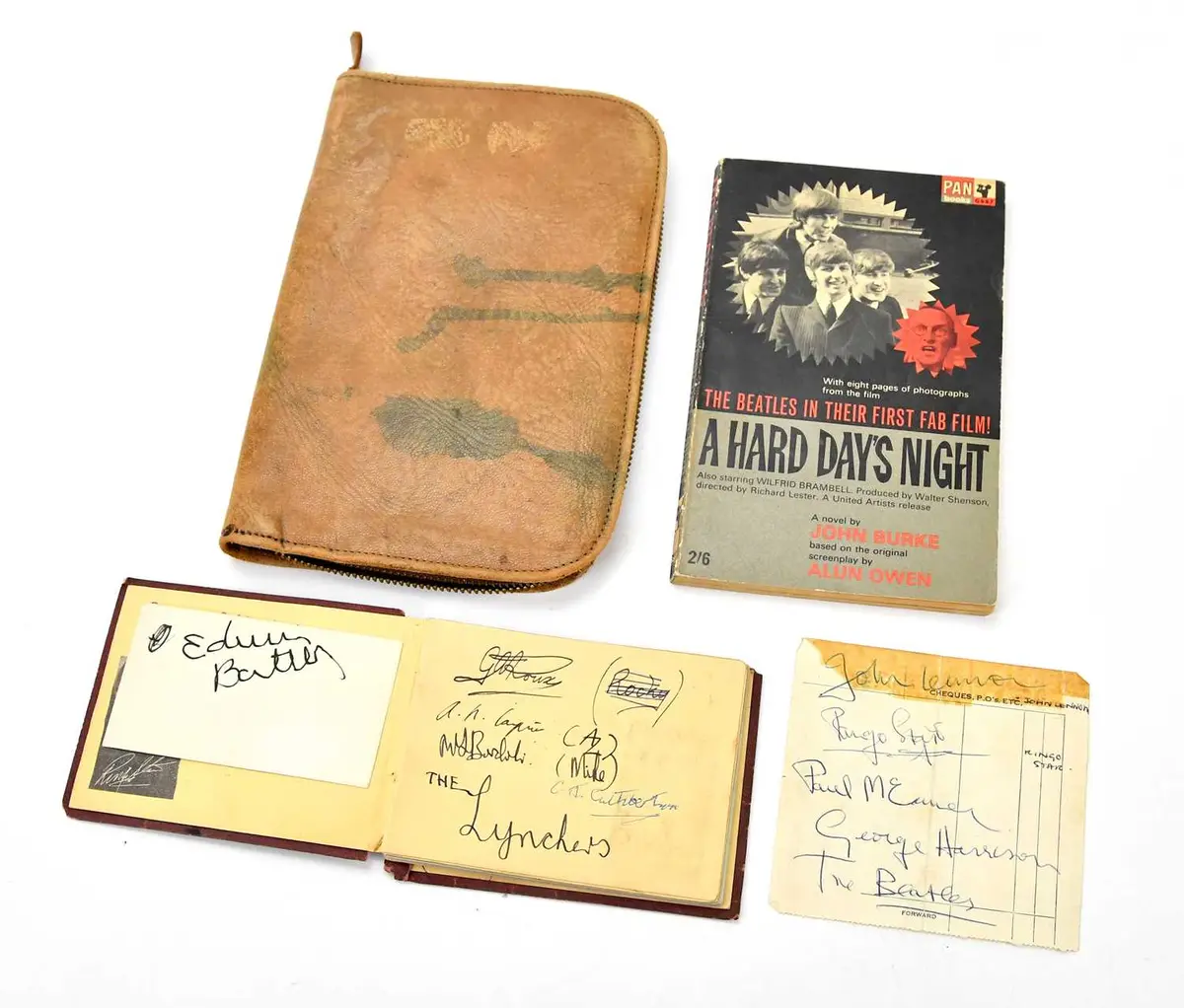 THE BEATLES; four autographs on a Martins Bank stub