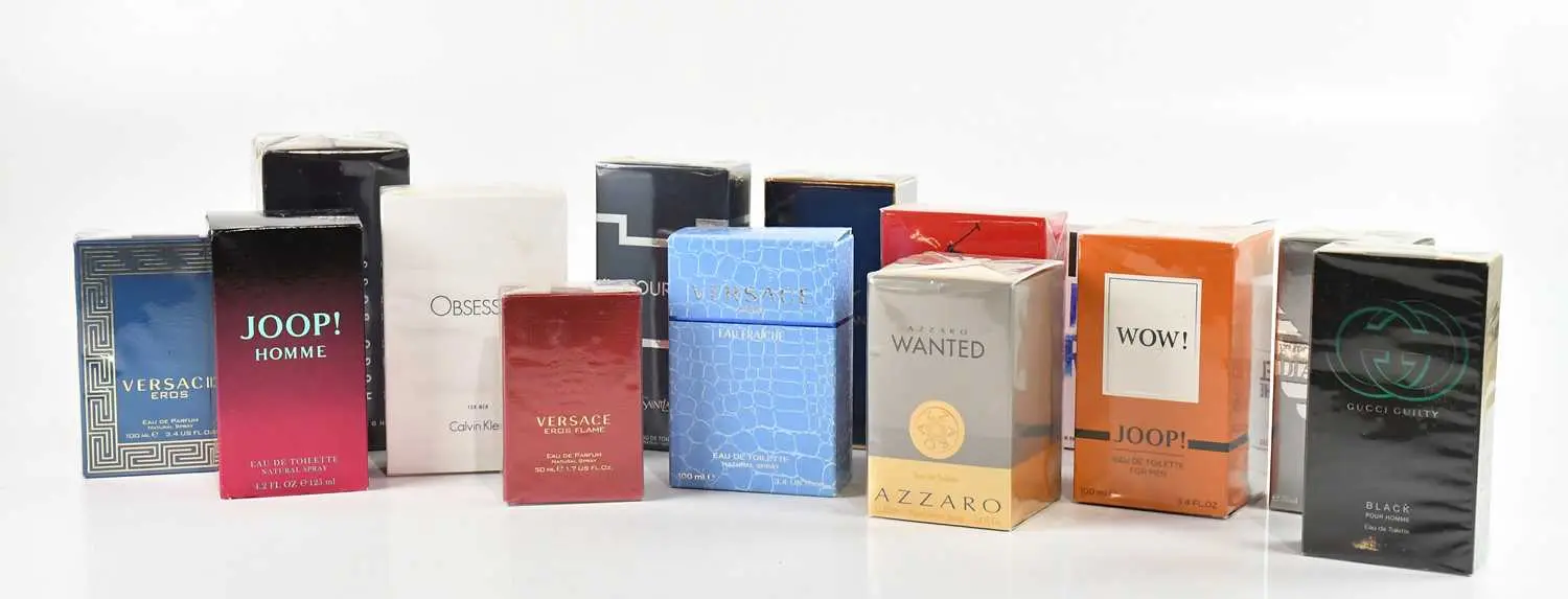 Fourteen boxed aftershaves