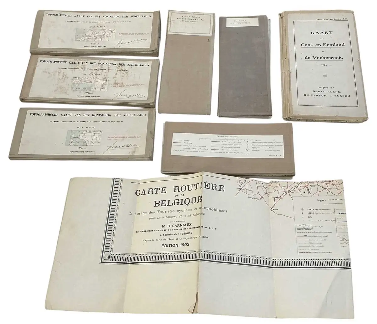 A collection of fourteen early 20th century and later Dutch military maps