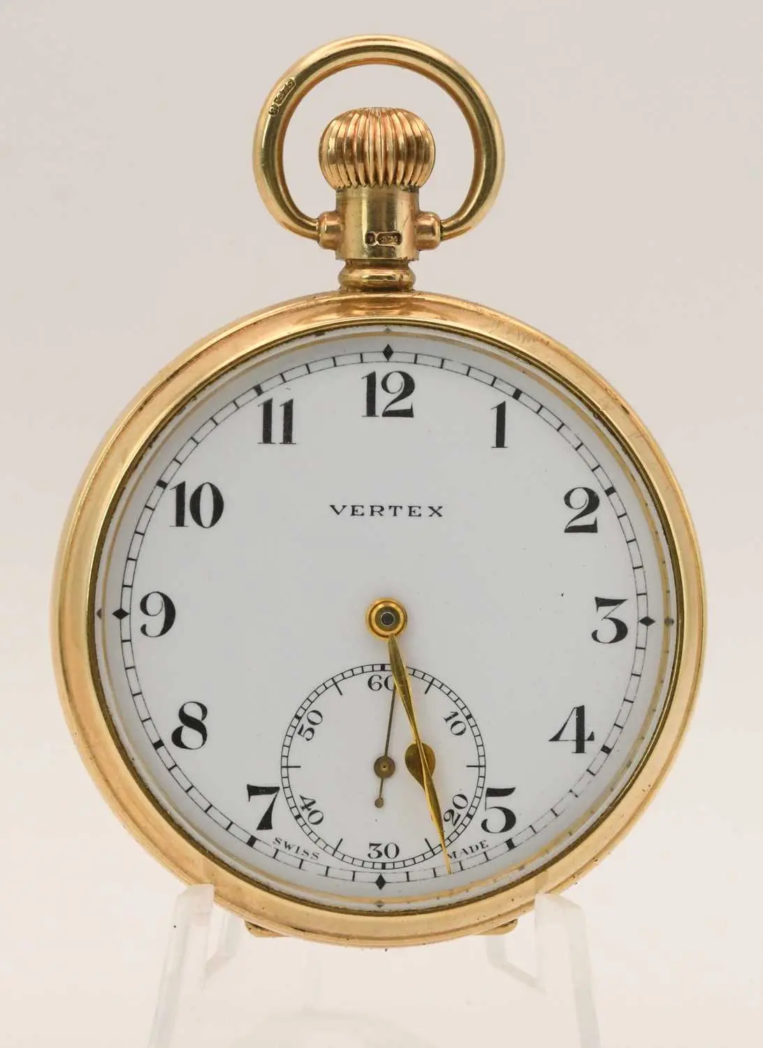 VERTEX; a 9ct yellow gold open face pocket watch