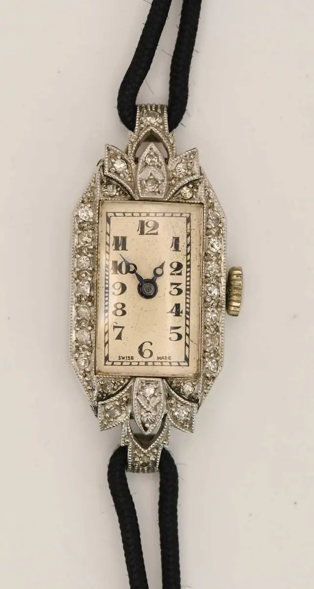 VERTEX; an 1920s/30s Art Deco platinum cased diamond set...