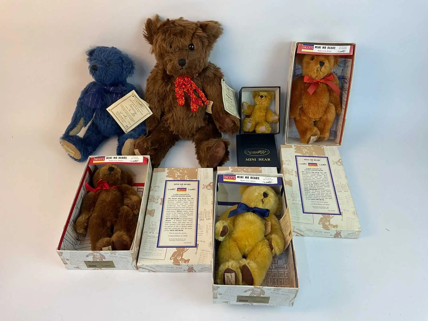 DEAN'S RAG BOOK BEARS; six teddy bears comprising limited edition Sammy 8/100