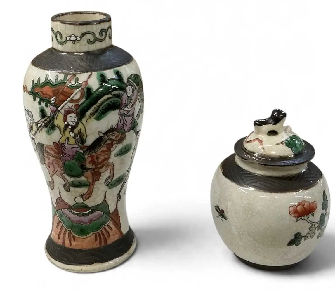 An early 20th century Chinese crackle glazed baluster...