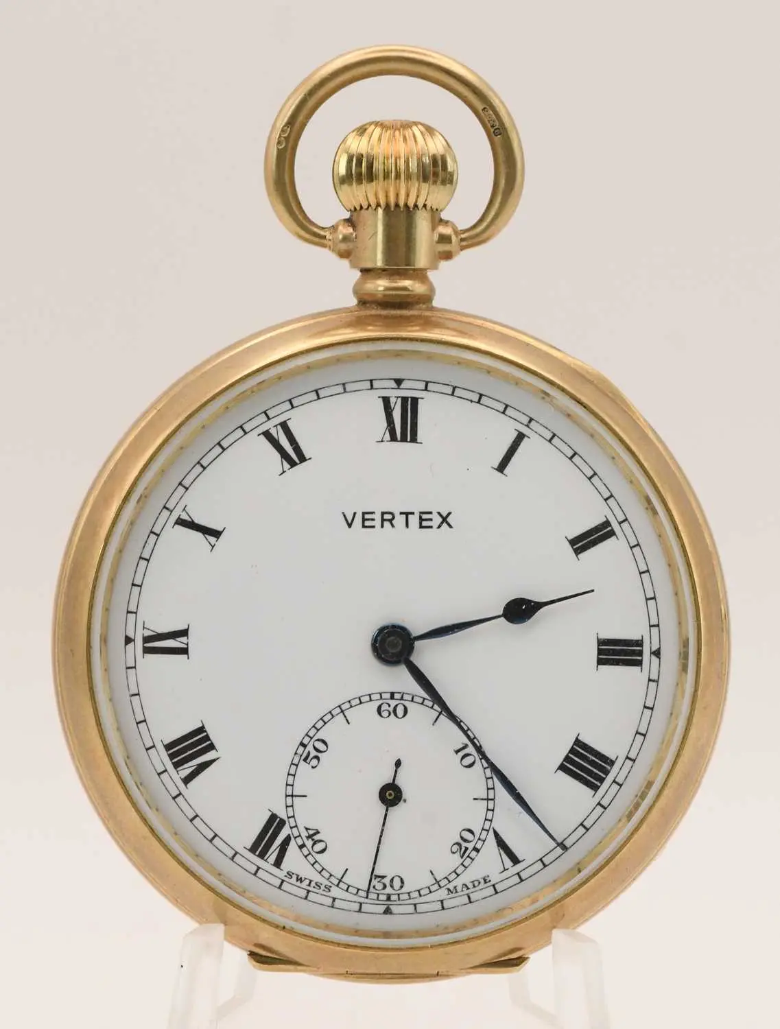 VERTEX; a 9ct yellow gold open face pocket watch