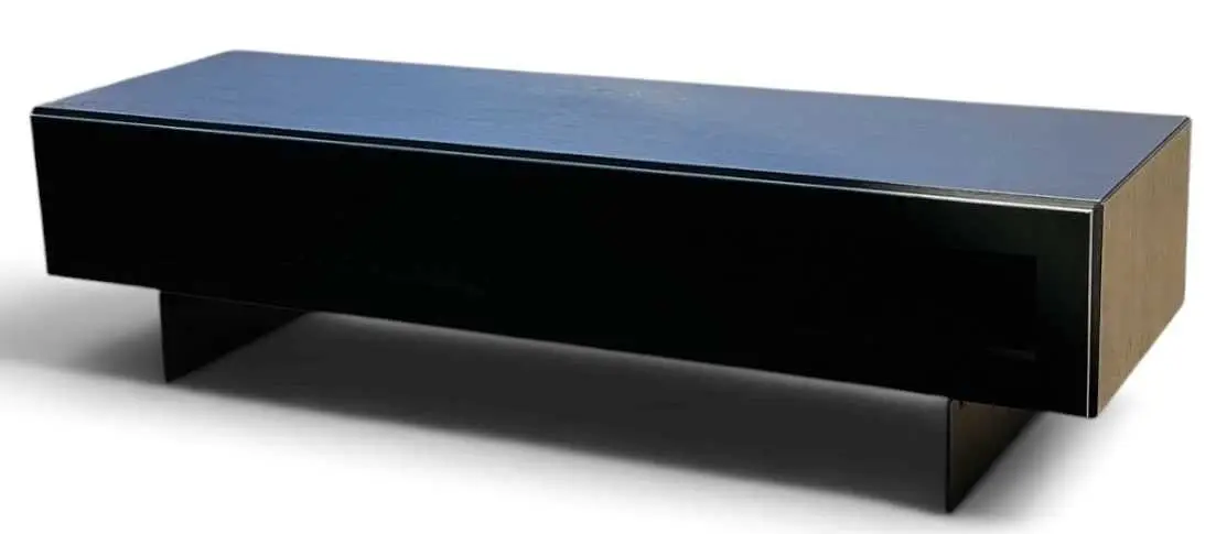 BOCONCEPT; a modern contemporary ebonised black glass fronted television unit