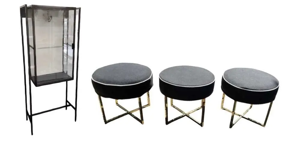IKEA; a modern ebonised metal framed 'Fabrikor' type display cabinet