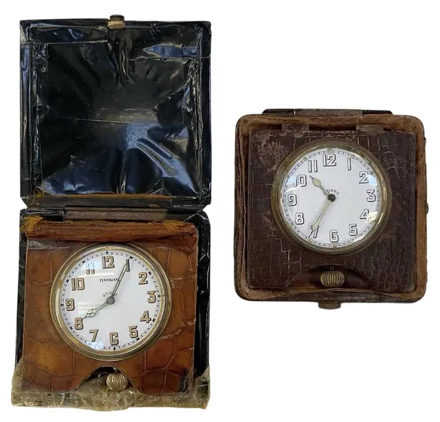 Two cased early 20th century chrome cased eight day travelling pocket watches