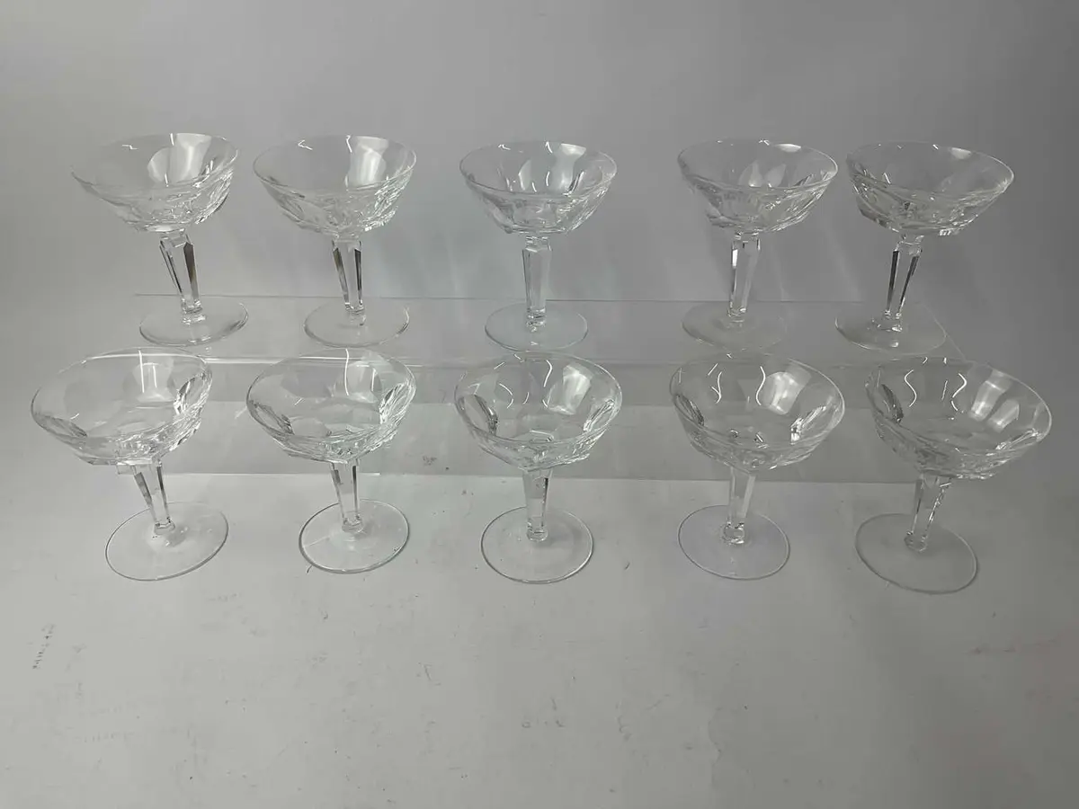 WATERFORD; ten 'Sheila' pattern crystal champagne coupe glasses