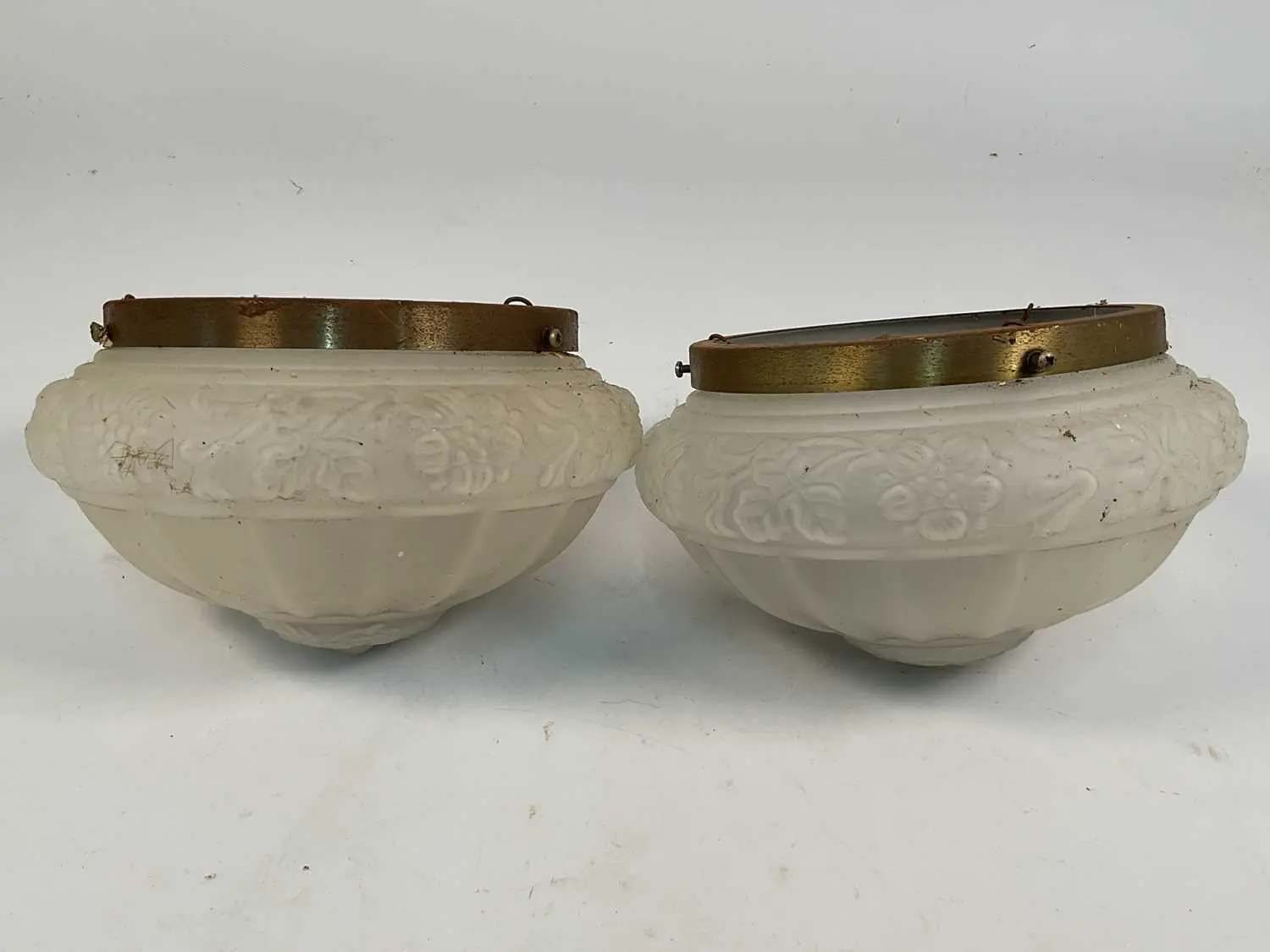 A pair of opaline glass plafonniers