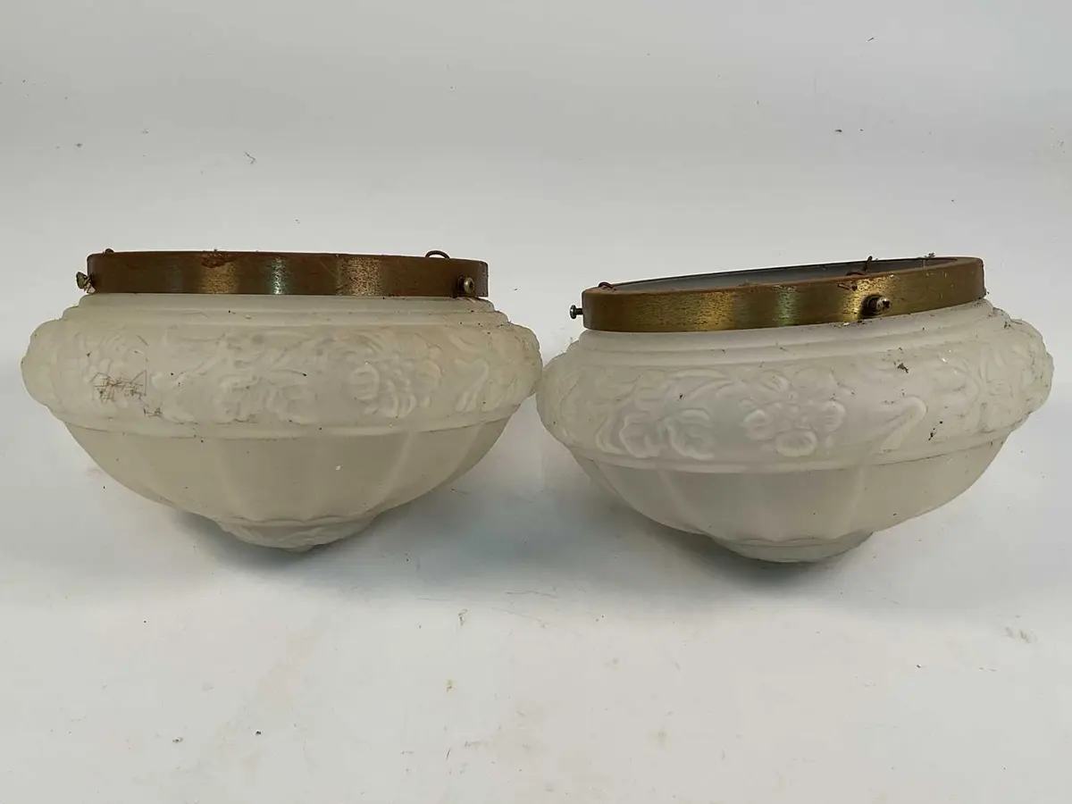 A pair of opaline glass plafonniers