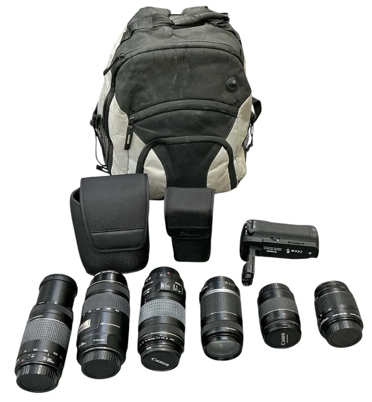 A quantity of assorted camera lenses