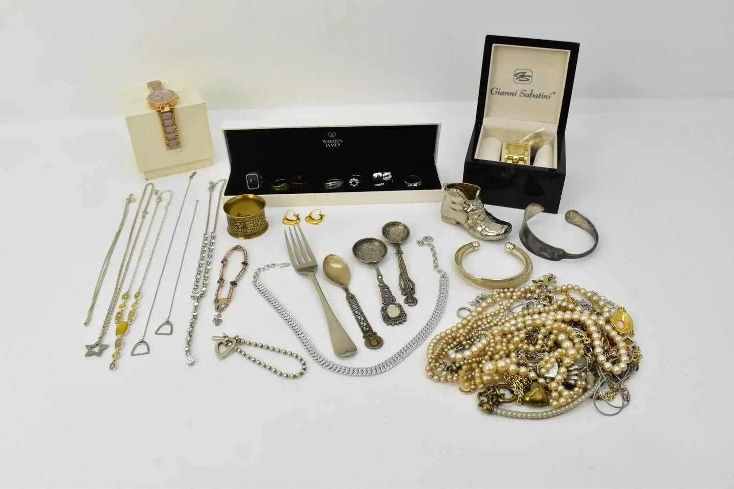 Various items of costume jewellery and small silver items
