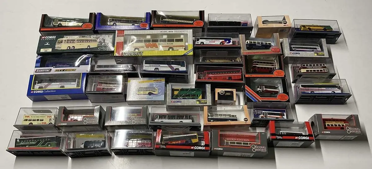 A collection of Corgi and EFE buses