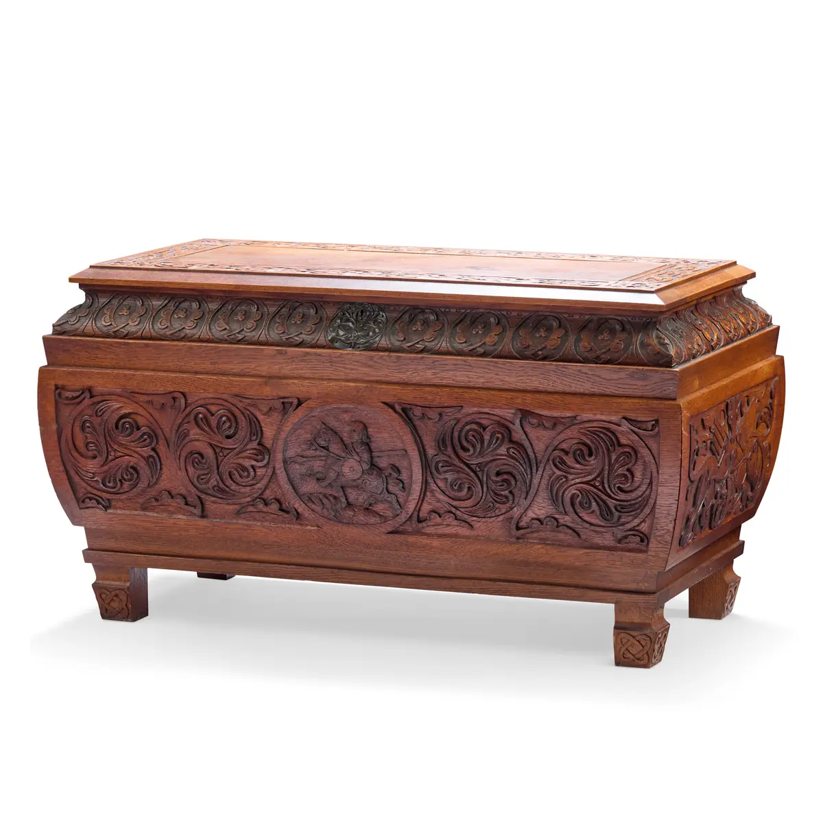 LARGE CELTIC REVIVAL CARVED OAK CHEST