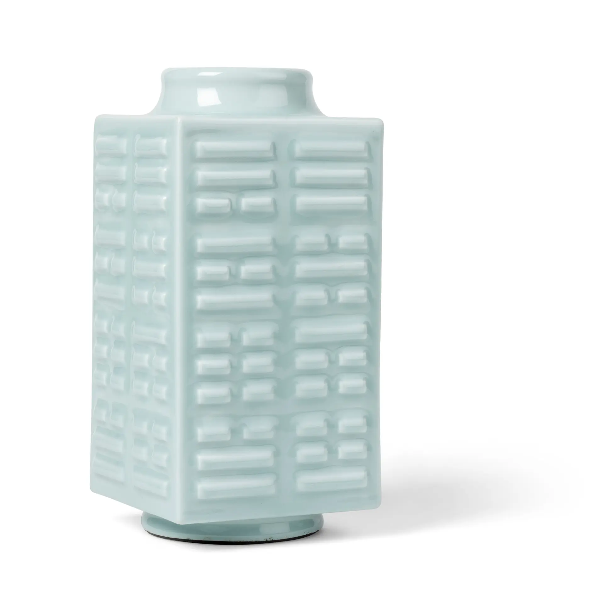 CHINESE CELADON-GLAZED ‘TRIGRAM’ SQUARE VASE, CONG