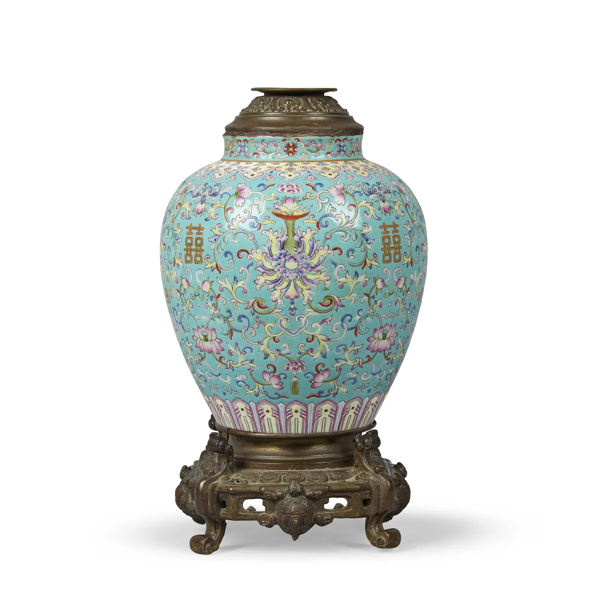[PRIVATE COLLECTION, PARIS] CHINESE TURQUOISE-GROUND FAMILLE ROSE