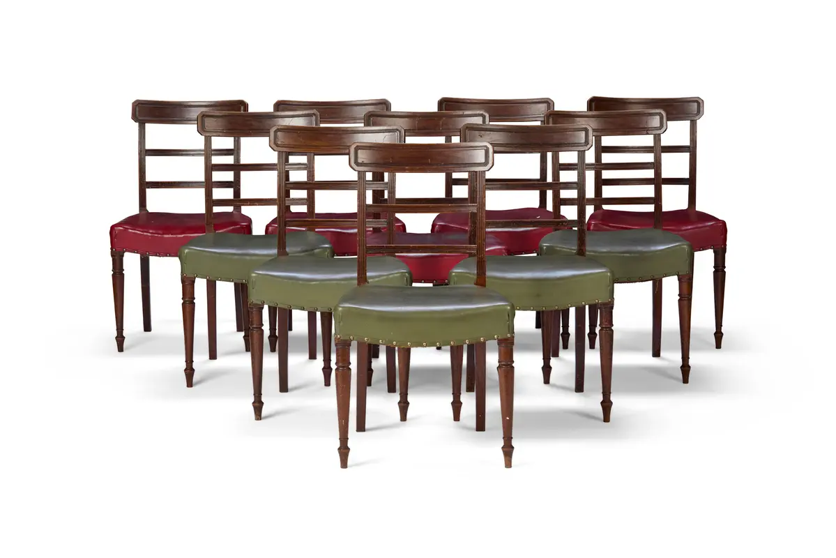SET OF TEN REGENCY MAHOGANY DINING CHAIRS