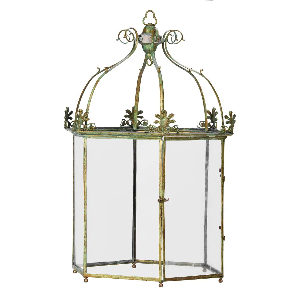 LARGE BRASS HEXAGONAL LANTERN