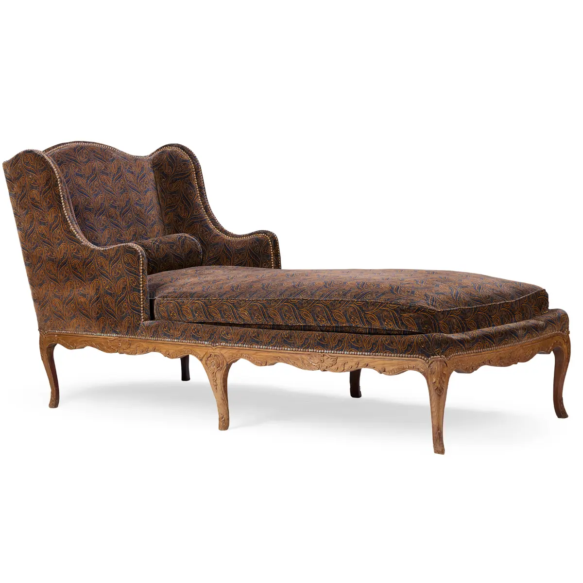 LOUIS XV STYLE BEECH CHAISE LONGUE