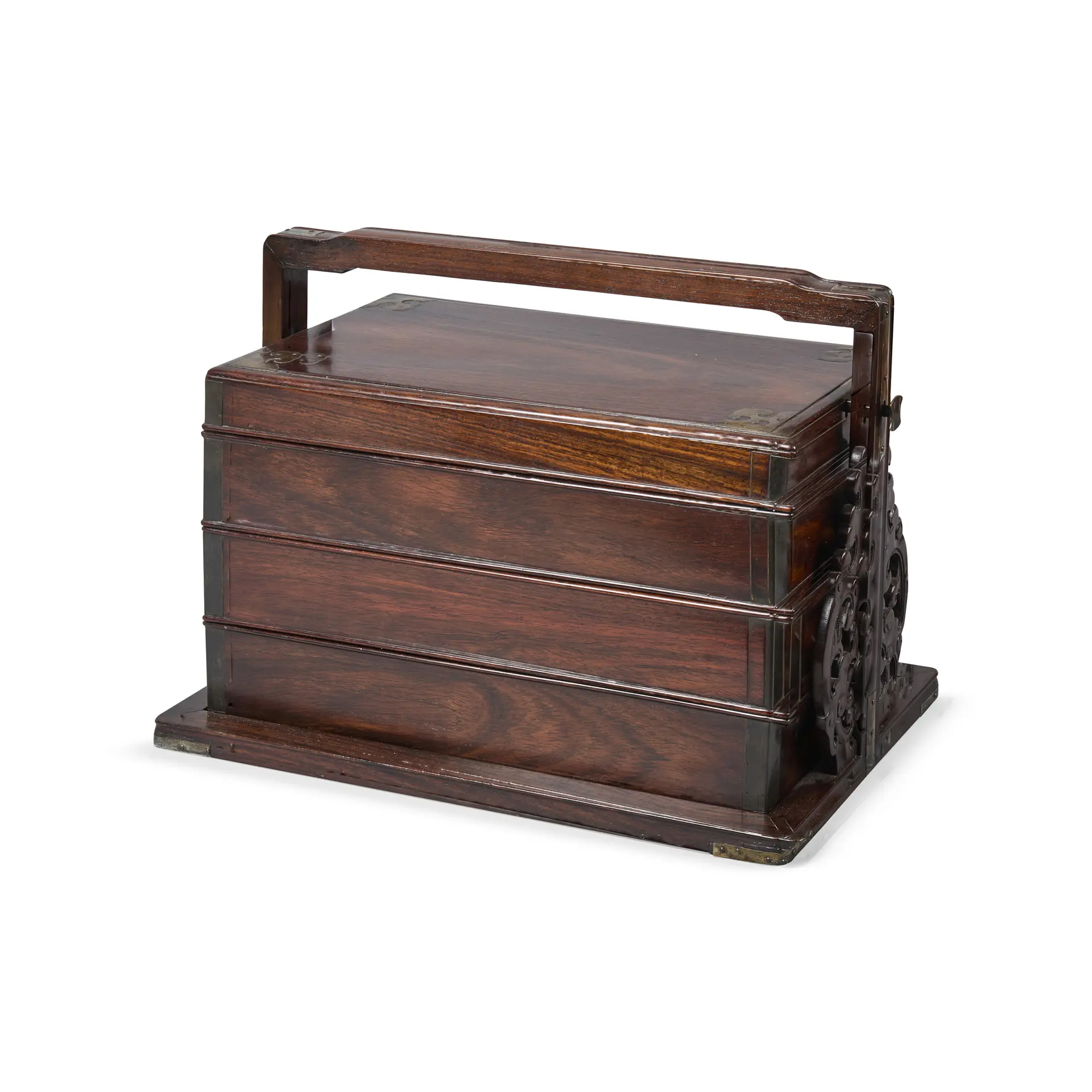 [PRIVATE COLLECTION OF SCHOLAR'S OBJECTS] CHINESE ZITAN THREE-TIERED
