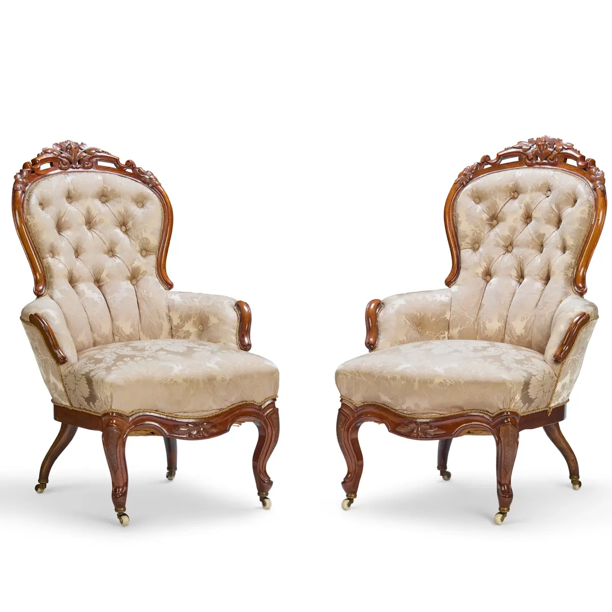 PAIR OF VICTORIAN WALNUT PARLOUR CHAIRS