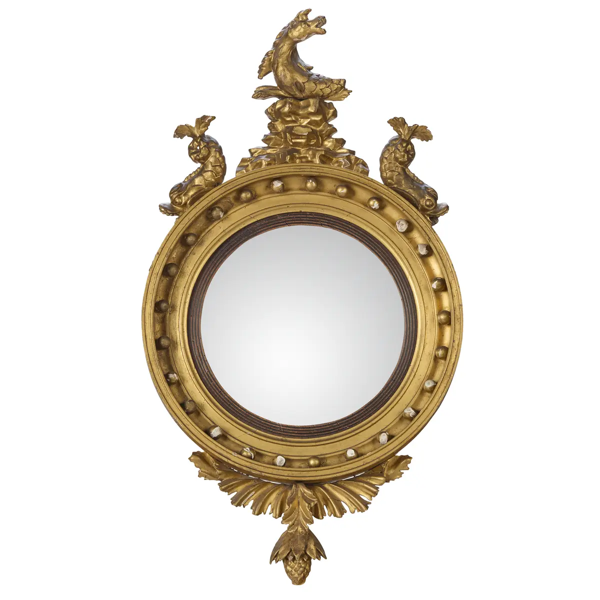 SMALL REGENCY GILTWOOD CONVEXT MIRROR