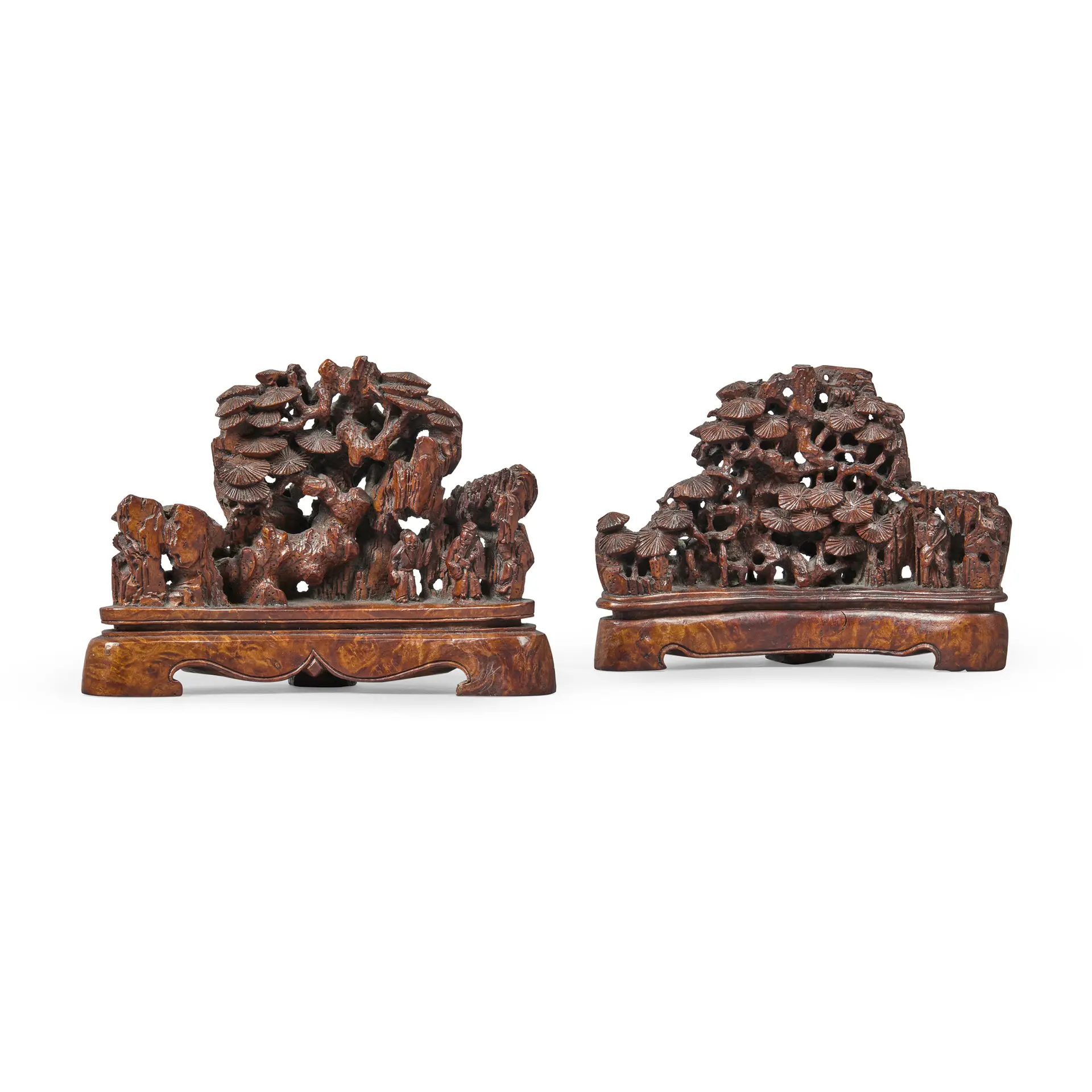 PAIR OF CHINESE WOODEN CARVINGS