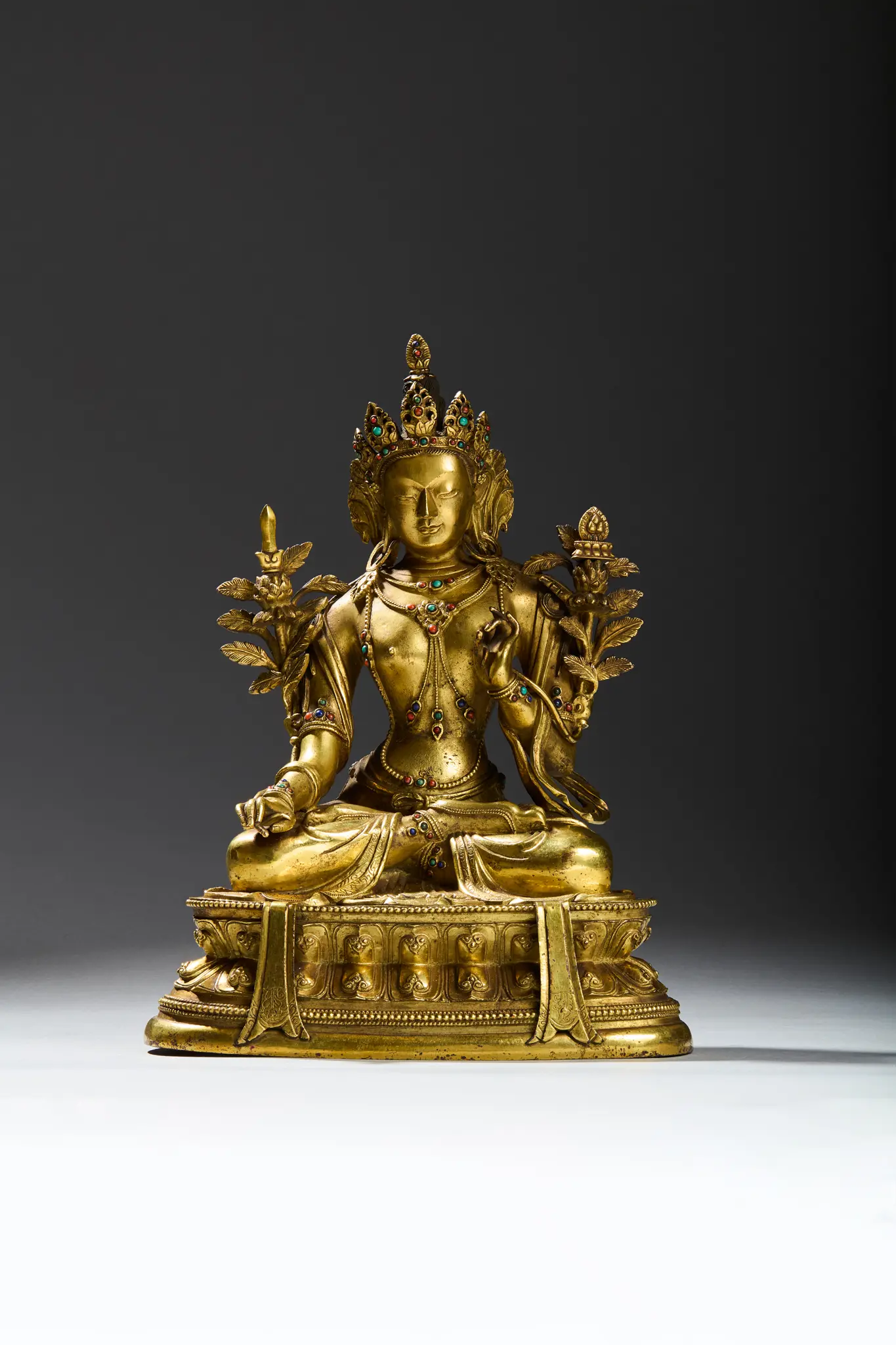 SINO-TIBETAN GILT BRONZE FIGURE OF TARA