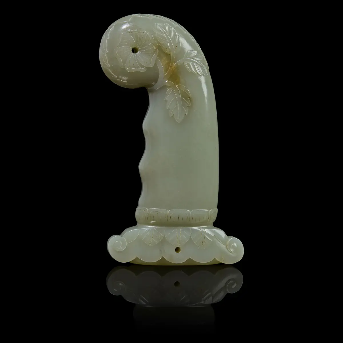 CHINESE CELADON JADE MUGHAL-STYLE DAGGER HANDLE