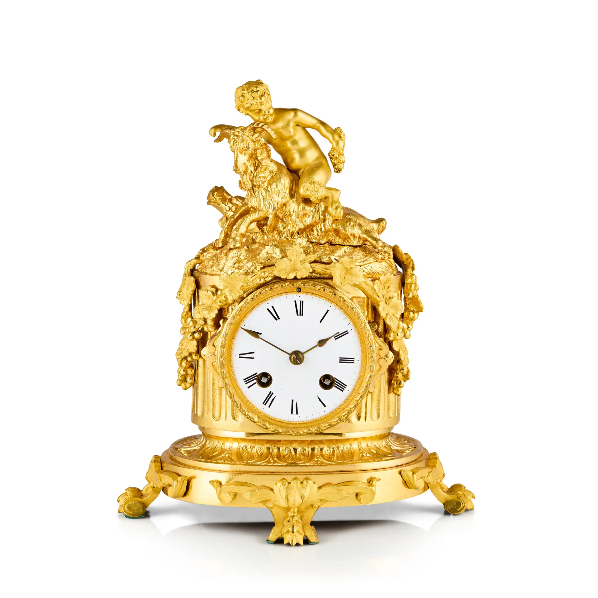 FRENCH GILT BRONZE FIGURAL MANTEL CLOCK, IN THE LOUIS XVI STYLE