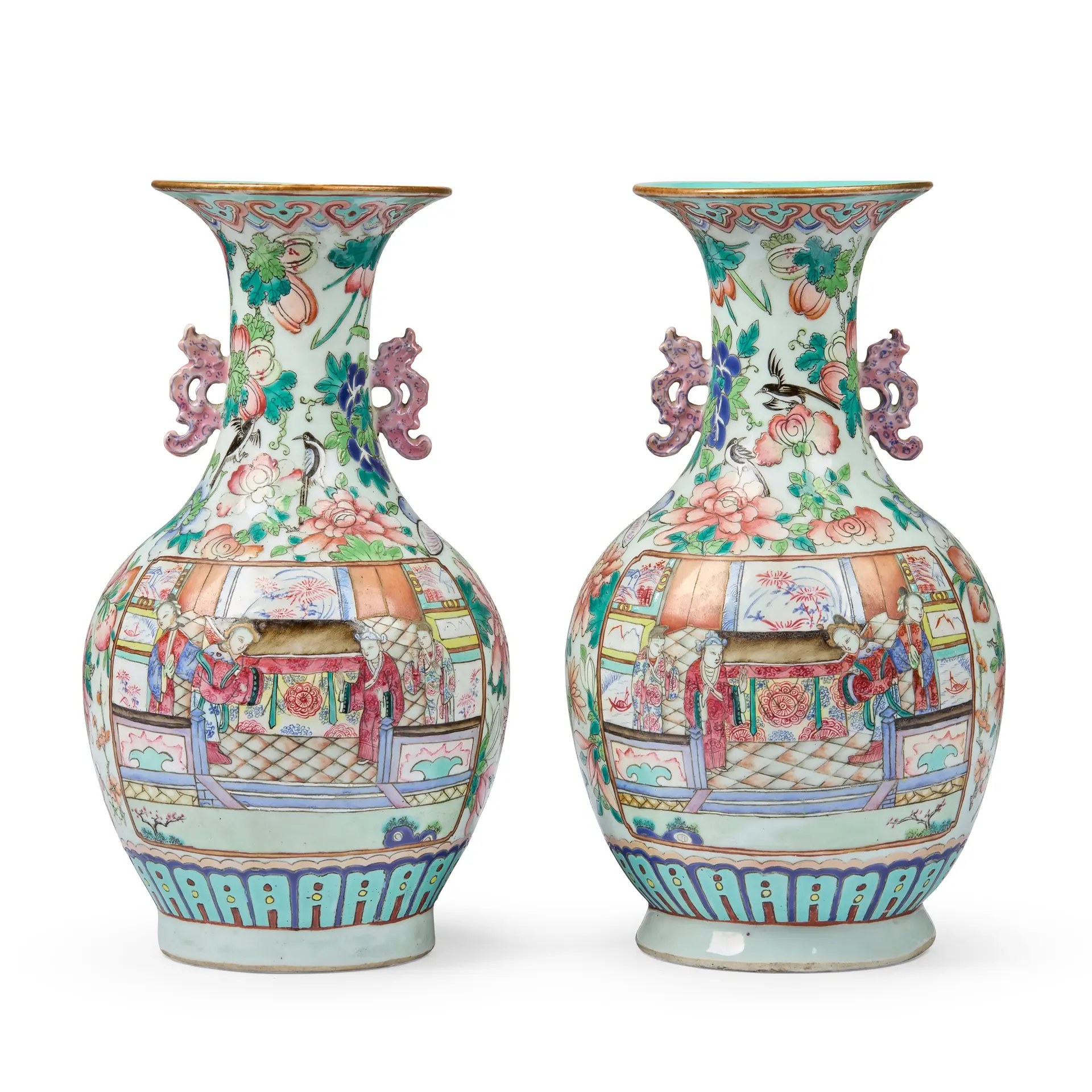 PAIR OF CHINESE FAMILLE ROSE 'FIGURAL' VASES
