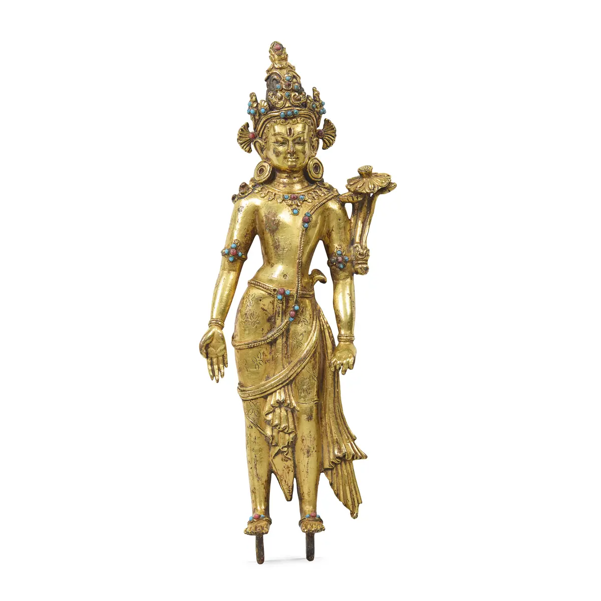 NEPALESE GILT-BRONZE FIGURE OF PADMAPANI LOKESHVARA