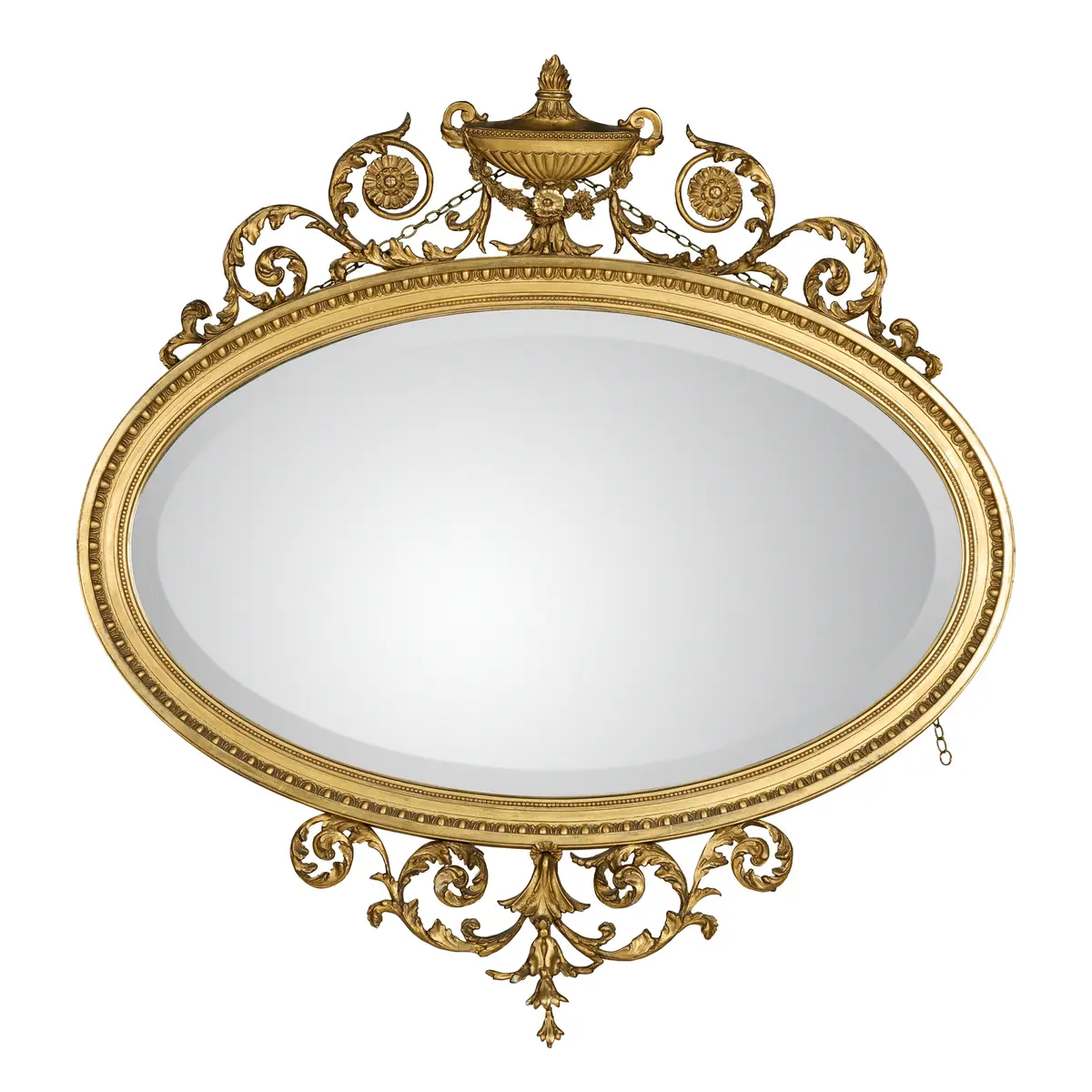 GEORGIAN STYLE OVAL GILTWOOD MIRROR