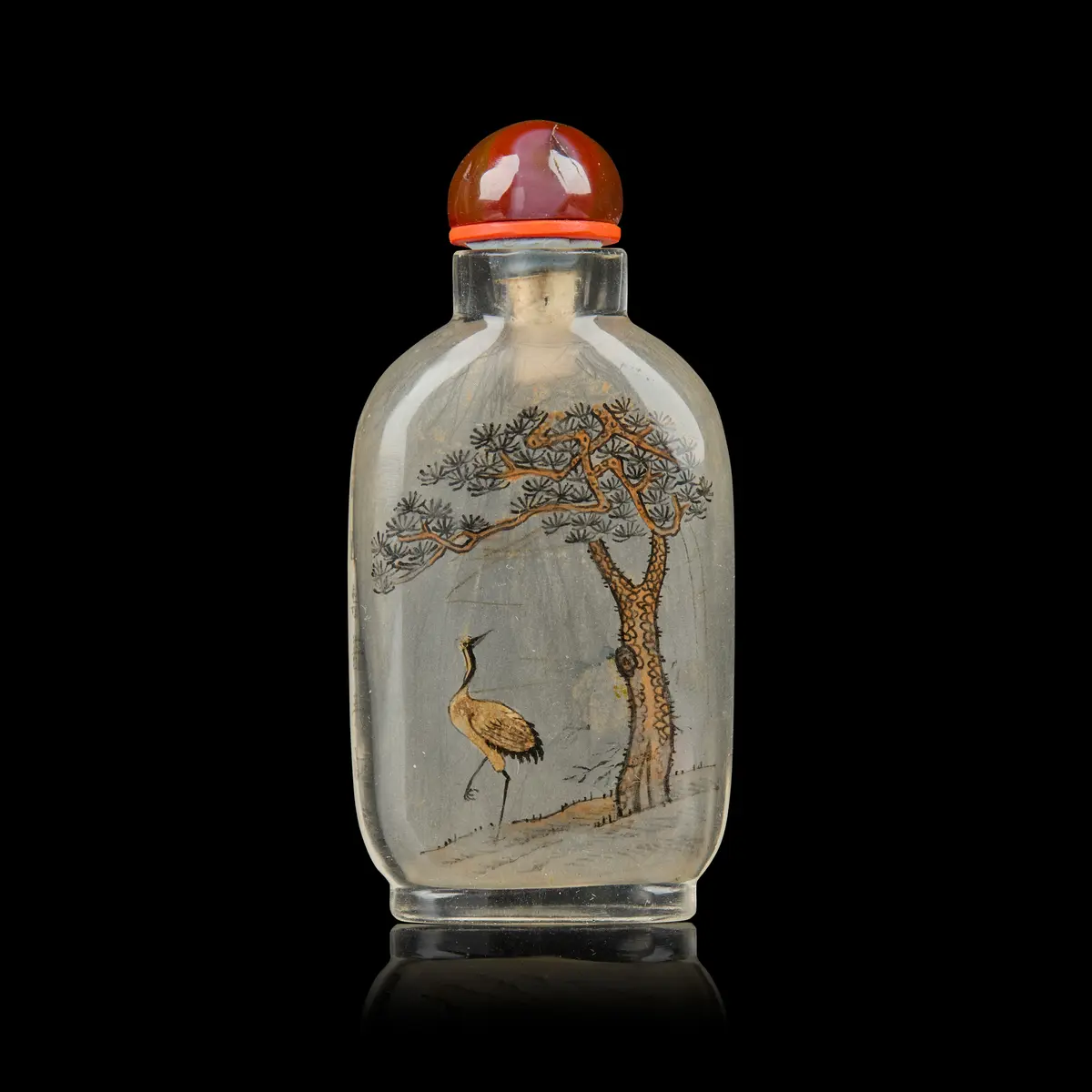 [PRIVATE ENGLISH COLLECTION] CHINESE INSIDE-PAINTED 'CRANE AND PINE'